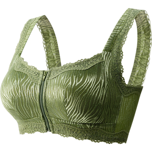 前扣拉链文胸美背内衣薄无钢圈全罩杯运动睡眠胖MM胸罩聚拢收副乳