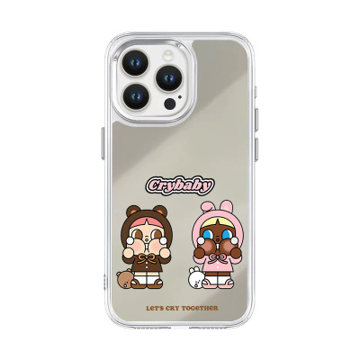 crybaby哭娃手机壳16promax潮玩公仔苹果15plus镜面简约适用华为pura80+时尚女iPhone17小众不撞款mate40/30