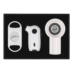 VANITY FAIR雪茄剪刀防风打火机仿瓷烟灰缸三件工具套装烟具礼盒