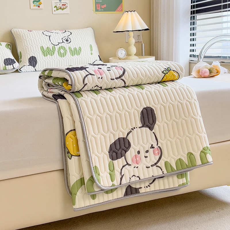 夏季冰丝乳胶凉席三件套可水洗学生宿舍凉垫床单人空调软席子