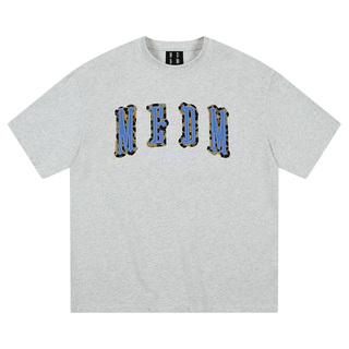 MEDM字母贴皮短袖T恤男士2026新款美式复古休闲五分半袖上衣服tee