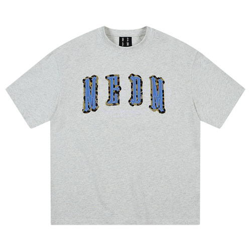 MEDM字母贴皮短袖T恤男士2025新款美式复古休闲五分半袖上衣服tee