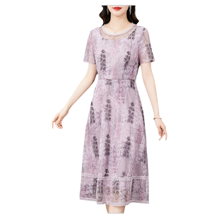 香妮芬减龄洋气时尚连衣裙女2025新款夏季淑女气质高级感绣品裙子