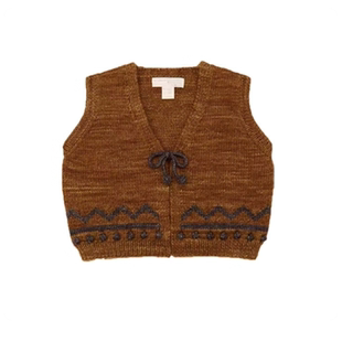 2025秋冬款MP童装女打底衫针织开衫春节红毛衣马甲裙裤连裤袜套装