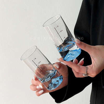 创意蓝山白酒杯套装家用轻奢高档带刻度二两酒具高级感玻璃一口杯