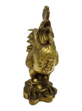 纯铜摆件福字金鸡报晓招财元宝