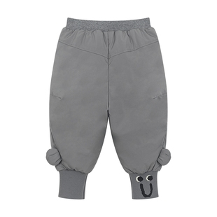 马拉丁童装儿童裤子冬装男小童萌趣可爱脚口罗纹羽绒裤