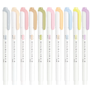 日本ZEBRA斑马荧光笔新色盐系WKT7温和色自然色烟熏色双头荧光色笔划重点学生用重点彩色手帐新款标记号笔