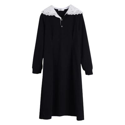 大码蕾丝拼接连帽卫衣裙加厚加绒