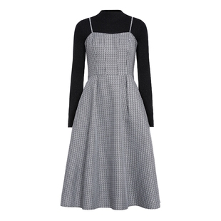 【FIVE PLUS 奥莱】小香风连衣裙女吊带两件套装内搭毛织衫女冬装