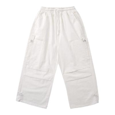 儿童裤子嘻哈街舞纯棉阔腿裤白色