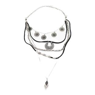 吉普赛多层夸张项链美式牛仔辣妹长款毛衣链复古废土民族风锁骨链