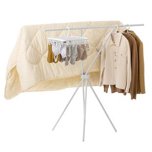 懒角落晾衣架折叠晾晒架子阳台家用简易挂衣服落地卧室小型晒被杆