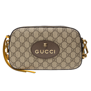 Gucci/古驰男女同款 Neo Vintage虎头相机包单肩斜挎包腰包浅棕色
