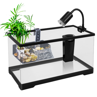 乌龟饲养缸带升降晒台爬台家用龟鱼混养缸养乌龟小型鱼缸造景别墅