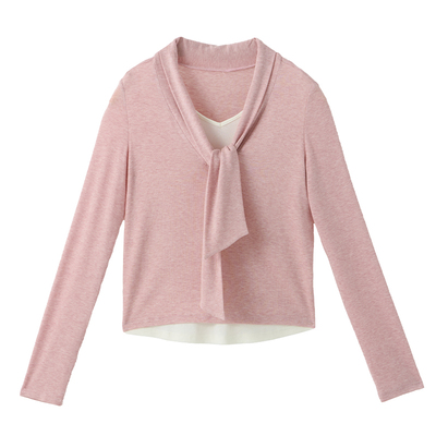 莱赛尔羊毛温柔假两件V领打底