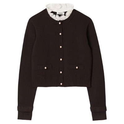 SANDRO女装法式花边领针织开衫