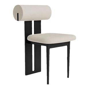 白蜡木侘寂风法式椅子北欧实木餐椅软包家用靠背椅网红简约中古椅