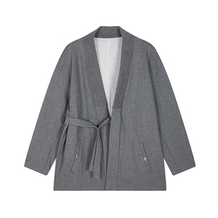 速写男装早春新款男士卫衣烫银工艺交领开衫卫衣外套新中式优雅