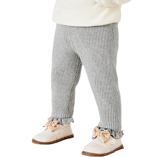 巴拉巴拉女童加绒打底裤婴儿宝宝裤子秋冬新款童装儿童白色长裤厚