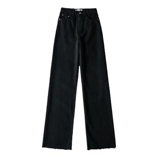 浅布调QBD高个子175超长直筒修身显瘦高腰黑色牛仔裤拖地加长裤女