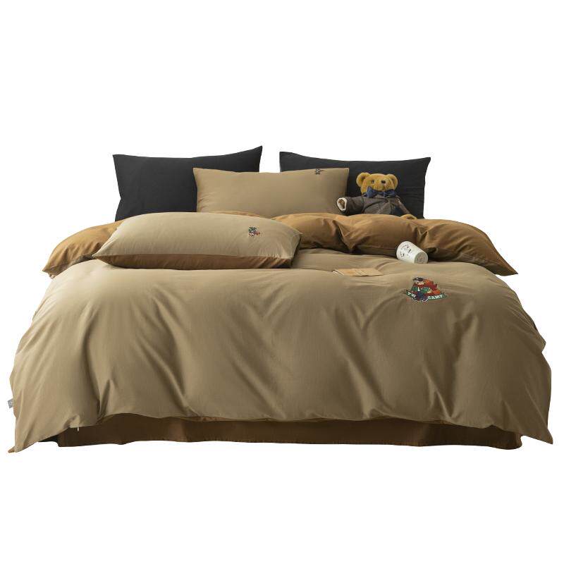 美拉德撞色双拼全棉四件套三件套