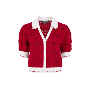 MARYLING玛俪琳春季新品黑白撞色V领针织套头衫A1EBW08210