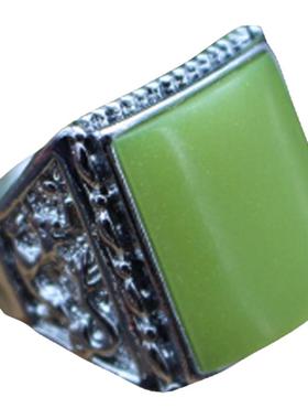 鼎级天然夜明珠戒指夜光石指环男女款萤石夜光扳指会发光玉石玉戒