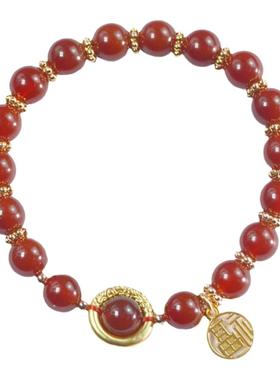 民族风8mm红玛瑙相思手链小红书推荐款女生闺蜜礼物手串串珠