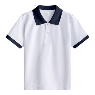 北京八中小学生夏季校服白色男女短袖polo衫儿童班服园服夏装50