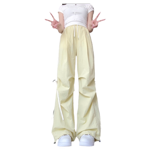 2025新款女装蝴蝶结速干工装裤女休闲宽松长裤夏季薄款阔脚裤子女