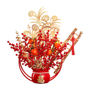 2026马年新年装饰品发财果福桶摆件春节过年客厅年味氛围布置挂件