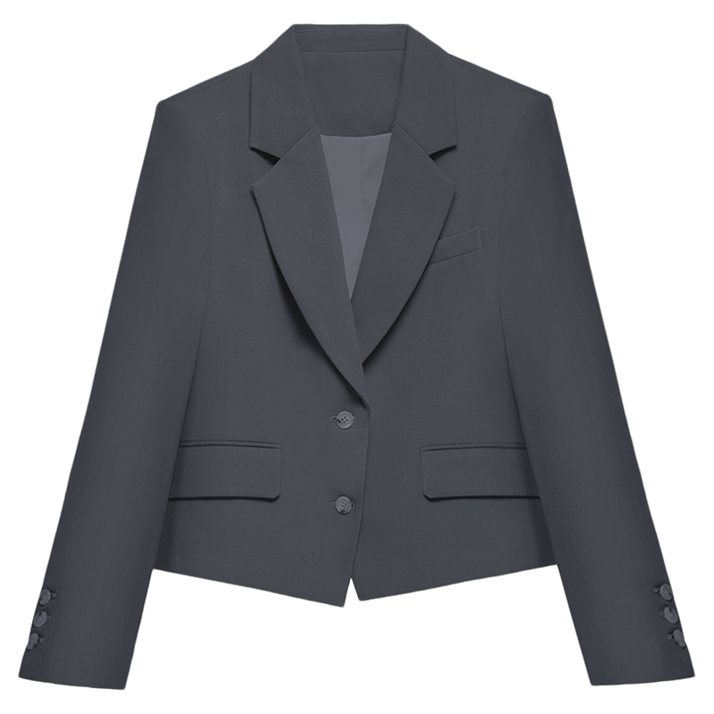 达佳诗灰色面试西装套装女职业正装小个子短款职场通勤西服外套女
