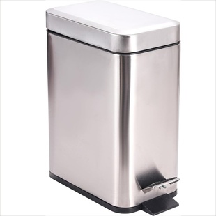 不锈钢垃圾桶家用方形客厅脚踏式 卫生间厕所厨房办公室静音开合式