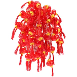 红灯笼串太阳能充电发光过年装饰小彩灯 2026春节免插电迷你串灯