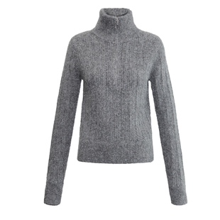 SMIIILE半拉链高领提花针织衫女慵懒感秋冬修身显瘦保暖毛衣气质