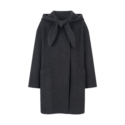 衣香丽影灰色双面羊毛大衣女