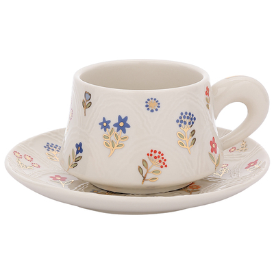 釉下彩陶瓷咖啡杯碟金光盘高颜值