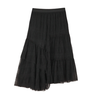 飘逸蕾丝/MSLAN26春镂空网纱裙 黑色复古中裙半身裙MFDE8205