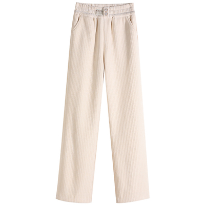 小个子145xxs九分灯芯绒阔腿裤女秋冬加绒加厚雪尼尔休闲拖地裤子