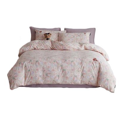 TeenieWeenie小熊刺绣全棉双层纱床上用品四件套纯棉全棉床单床笠