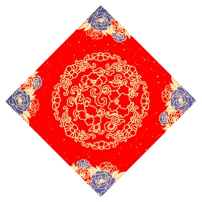 福字斗方蜡染彩绘万年红对联门贴