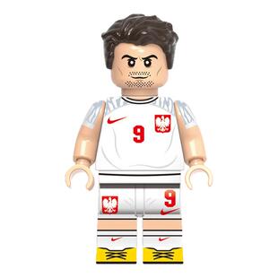 世界杯G0029莱万多夫斯基足球明星第三方人仔拼装儿童积木玩具