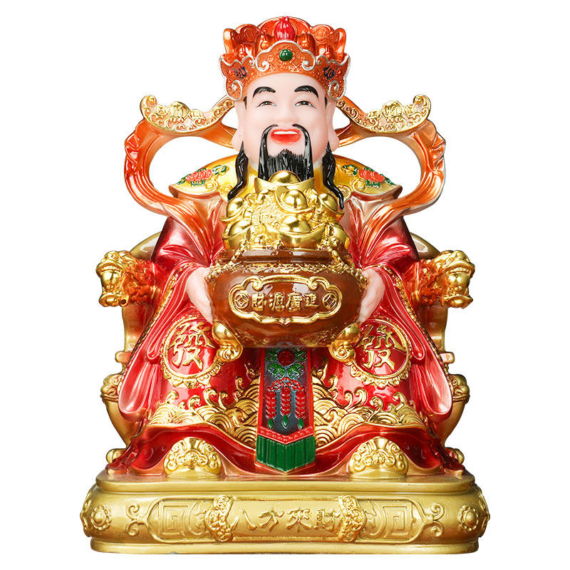 汉白玉财神爷神像石雕文财神佛像摆件家用办公室公司店铺开业供奉