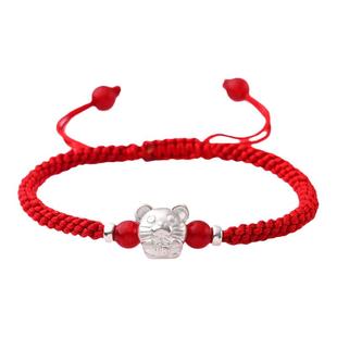 银鼠红绳手链男女开运情侣红手绳本命年鼠牛手串生日礼品