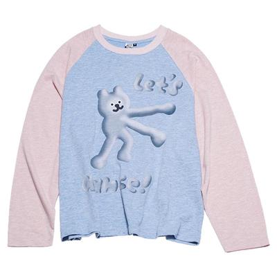 STILLYOU跳舞小熊插肩袖撞色T恤