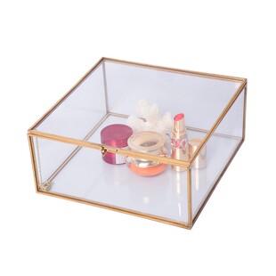 简约复古透明玻璃首饰盒珠宝饰品收纳盒永生花展示道具伴手礼盒