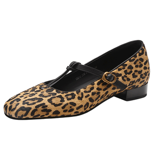 MILLIE'S/妙丽2026春季法式豹纹玛丽珍鞋女款芭蕾舞鞋气质单鞋女