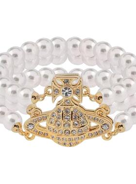 西太后三层珍珠磁吸扣土星手链