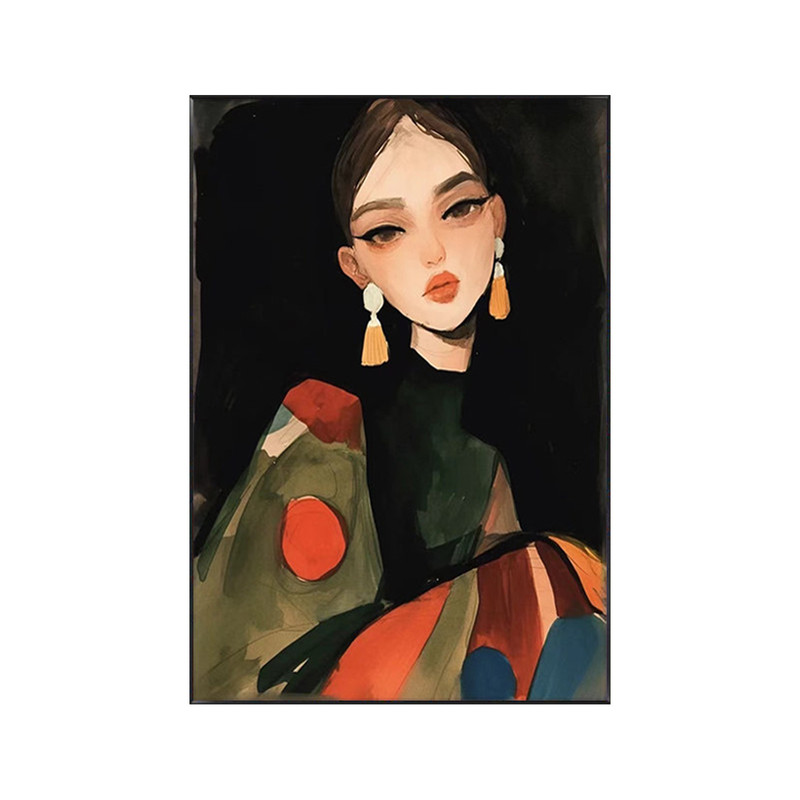 现代轻奢抽象美女人物客厅装饰画
